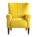 Modern Aesthetic Accent Chair Yellow Velvet Upholstery Channel Tufted Back Solid Wood Furniture 1Pc Stylish Home Traditional Contoured Arms Yellow Primary Living Space Contemporary,Modern Velvet