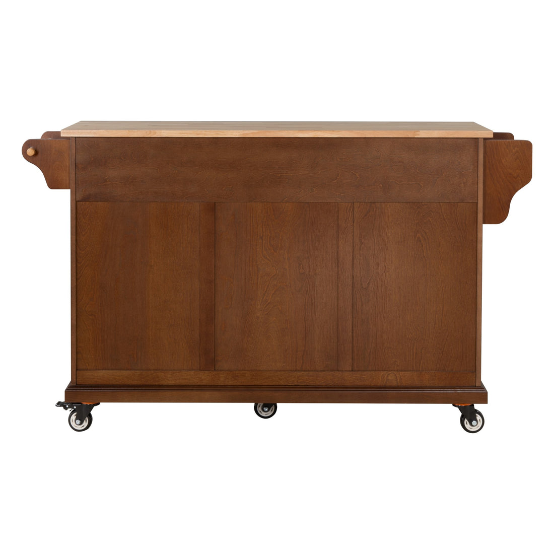 Kitchen Island With Rubber Wood Countertop, Kitchen Cart On 5 Wheels With Storage Cabinet And 2 Top Drawers And A Center Double Layered Storage Drawer For Dinning Room, Mahogany Mahogany Dining Room Rectangular Rubberwood Solid Wood Mdf Large 56 In