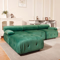 Modular Sectional Sofa Couch, Modern L Shaped Cloud Couch With Reversible Ottoman Convertible Button Tufted Velvet Fabric Couches For Living Room, Diy Combination,Green Green Velvet 4 Seat