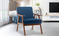 Mid Century Modern Chair, Living Room Chair With Solid Wood Frame, Accent Chair Extra Thick Backrest, Wingback Chair For Bedroom, Reading Room, Living Room, Lounge Chair Indoor Blue Primary Living Space Mid Century Modern Foam Velvet