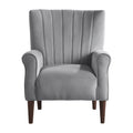 Modern Aesthetic Accent Chair Dark Gray Velvet Channel Tufted Back Solid Wood Furniture 1Pc Stylish Home Traditional Contoured Arms Dark Gray Primary Living Space Contemporary,Modern Velvet