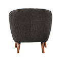 Mid Century Modern Accent Chair 1Pc Charcoal Hued Chenille Fabric Upholstered Channel Stitched Back Brown Legs Solid Wood Furniture Charcoal Primary Living Space Mid Century Modern Solid Wood