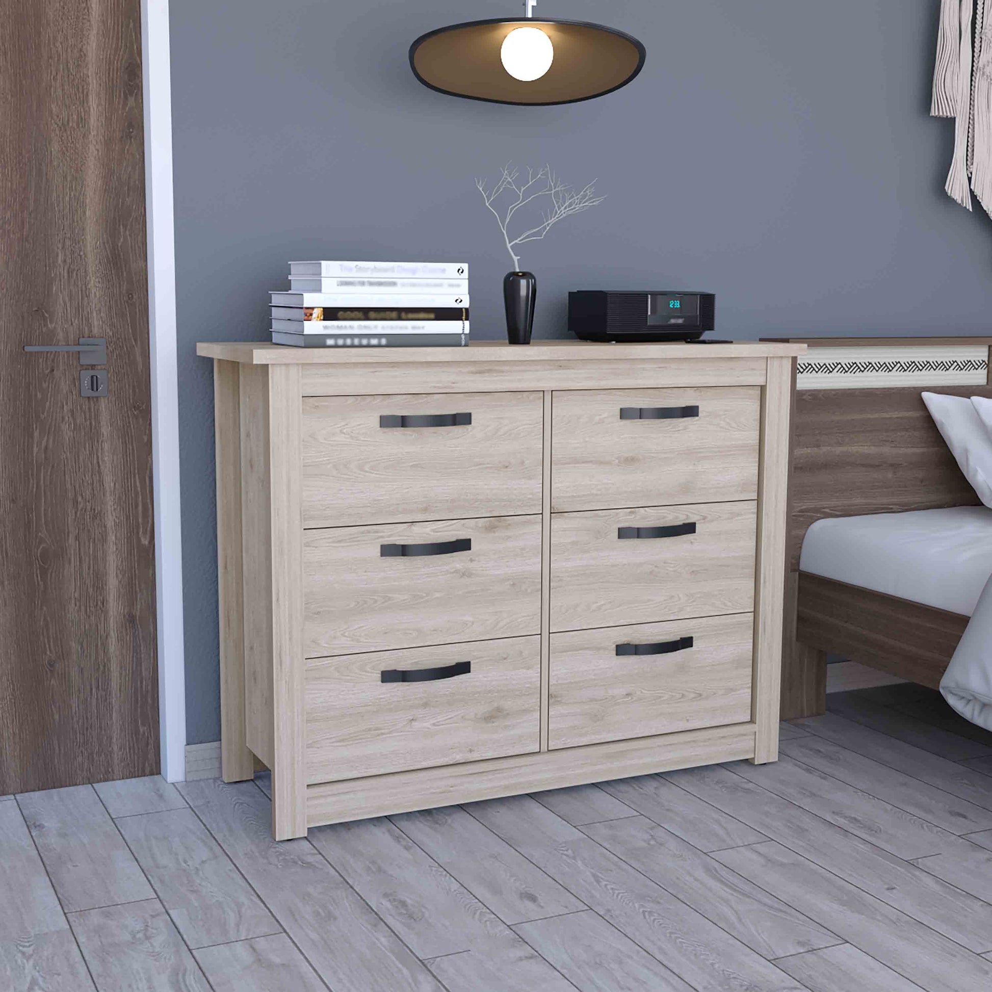 Becca 6 Drawer Double Dresserfour Legs, Metal Hardware Light Gray Gray Becca 6 Drawer Double Dresserfour Legs, Metal Hardware Light Gray Gray