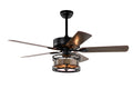 52 Inch Farmhouse 3 Lights Ceiling Fan With 5 Wood Blades, Two Color Fan Blade, Ac Motor, Remote Control, Reversible Airflow, Multi Speed, Adjustable Height, Traditional Ceiling Fa No Include Bulbs Matt Black American Design,American