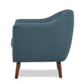 Blue Fabric Upholstered Accent Chair 1Pc Espresso Finish Legs Button Tufted Solid Wood Furniture Living Room Chair Blue Primary Living Space Mid Century Modern,Retro Solid Wood