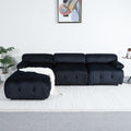 Modular Sectional Sofa Couch, Modern L Shaped Cloud Couch With Reversible Ottoman Convertible Button Tufted Velvet Fabric Couches For Living Room, Diy Combination,Black Black Velvet 4 Seat