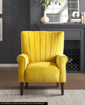 Modern Aesthetic Accent Chair Yellow Velvet Upholstery Channel Tufted Back Solid Wood Furniture 1Pc Stylish Home Traditional Contoured Arms Yellow Primary Living Space Contemporary,Modern Velvet