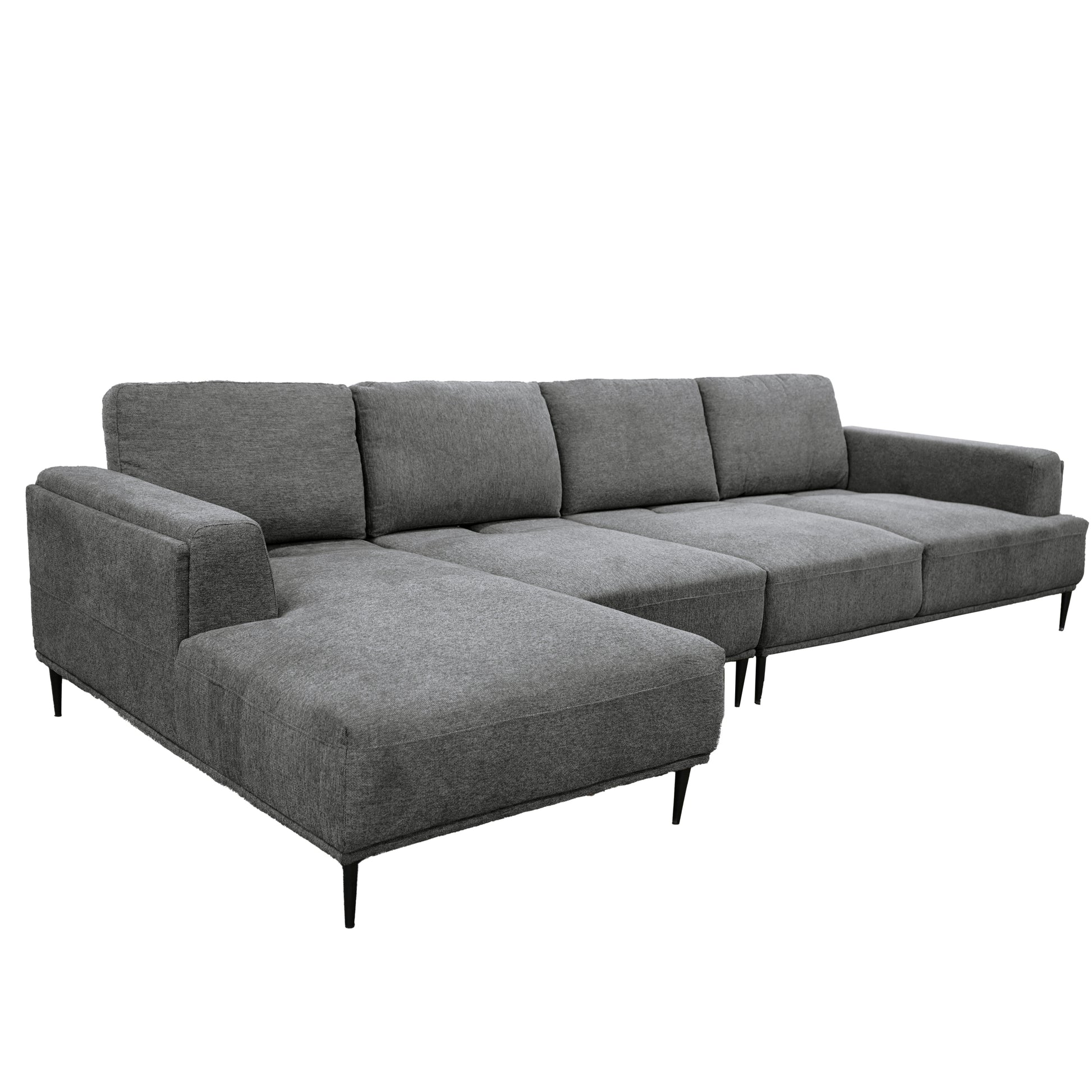 Santa Monica Grey Lf Sectional Grey Leather 4 Seat