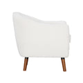 Mid Century Modern Accent Chair 1Pc White Chenille Fabric Upholstered Channel Stitched Back Brown Legs Solid Wood Furniture White Primary Living Space Mid Century Modern Solid Wood