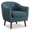 Blue Fabric Upholstered Accent Chair 1Pc Espresso Finish Legs Button Tufted Solid Wood Furniture Living Room Chair Blue Primary Living Space Mid Century Modern,Retro Solid Wood
