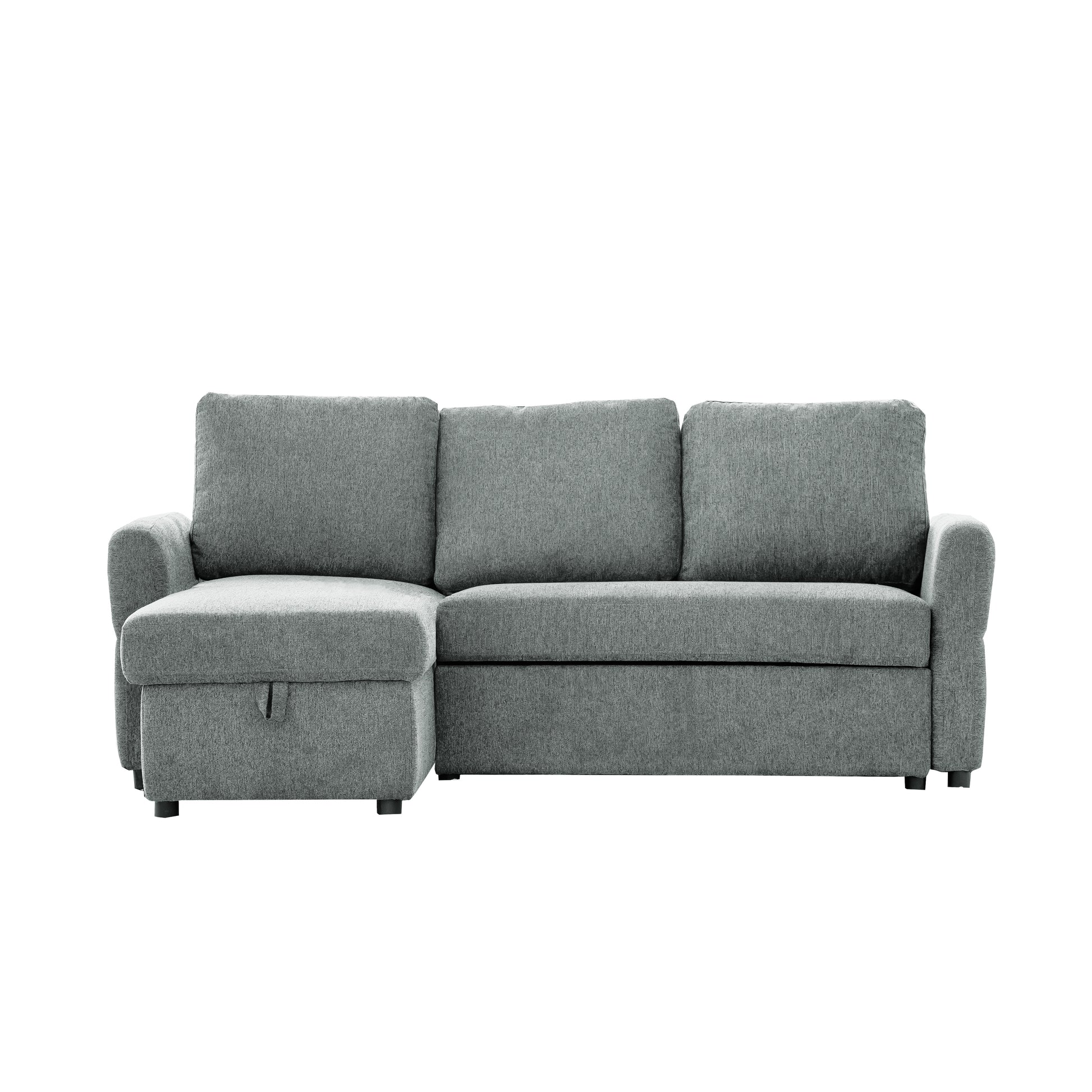 Regis Storage Bed Sectional Grey Grey Microsuede 3 Seat