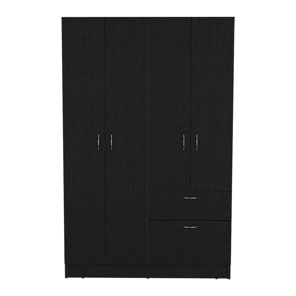 Vaupes Armoire, Double Door Cabinet, One Drawer, Five Interior Shelves, Rod Black White Multicolor Particle Board Particle Board