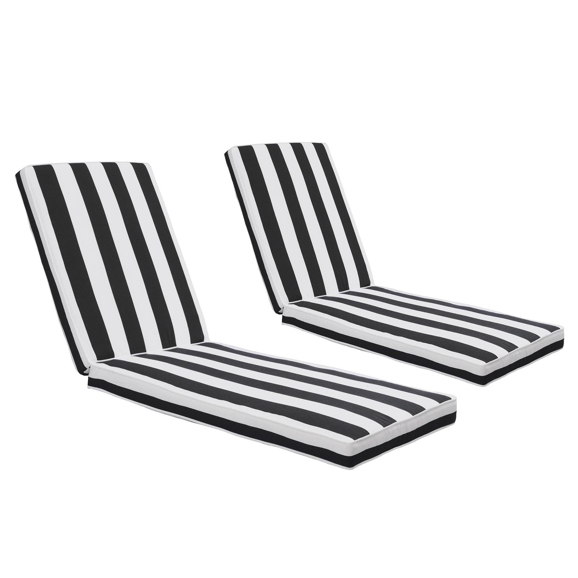 2Pcs Outdoor Lounge Chair Cushion Replacement Patio Funiture Seat Cushion Chaise Lounge Cushion Black White Stripe Black White Polyester