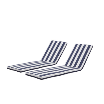 2Pcs Outdoor Lounge Chair Cushion Replacement Patio Funiture Seat Cushion Chaise Lounge Cushion Blue White Stripe Blue Polyester