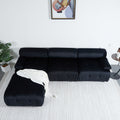 Modular Sectional Sofa Couch, Modern L Shaped Cloud Couch With Reversible Ottoman Convertible Button Tufted Velvet Fabric Couches For Living Room, Diy Combination,Black Black Velvet 4 Seat
