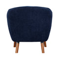 Mid Century Modern Accent Chair 1Pc Blue Chenille Fabric Upholstered Channel Stitched Back Brown Legs Solid Wood Furniture Blue Primary Living Space Mid Century Modern Solid Wood
