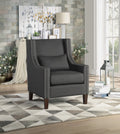 1Pc Traditional Accent Chair With Pillow Trim Dark Gray Polyester Upholstered Solid Wood Furniture Modern Living Room Chair Dark Gray Primary Living Space Contemporary,Modern Solid Wood