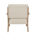 Modern Tufted Back Accent Chair 1Pc Sand Hued Fabric Upholstery Antique Finish Solid Rubberwood Unique Design Furniture Sand Primary Living Space Modern,Rustic Rubberwood Solid Wood