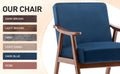 Mid Century Modern Chair, Living Room Chair With Solid Wood Frame, Accent Chair Extra Thick Backrest, Wingback Chair For Bedroom, Reading Room, Living Room, Lounge Chair Indoor Blue Primary Living Space Mid Century Modern Foam Velvet