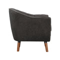 Mid Century Modern Accent Chair 1Pc Charcoal Hued Chenille Fabric Upholstered Channel Stitched Back Brown Legs Solid Wood Furniture Charcoal Primary Living Space Mid Century Modern Solid Wood