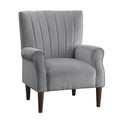 Modern Aesthetic Accent Chair Dark Gray Velvet Channel Tufted Back Solid Wood Furniture 1Pc Stylish Home Traditional Contoured Arms Dark Gray Primary Living Space Contemporary,Modern Velvet
