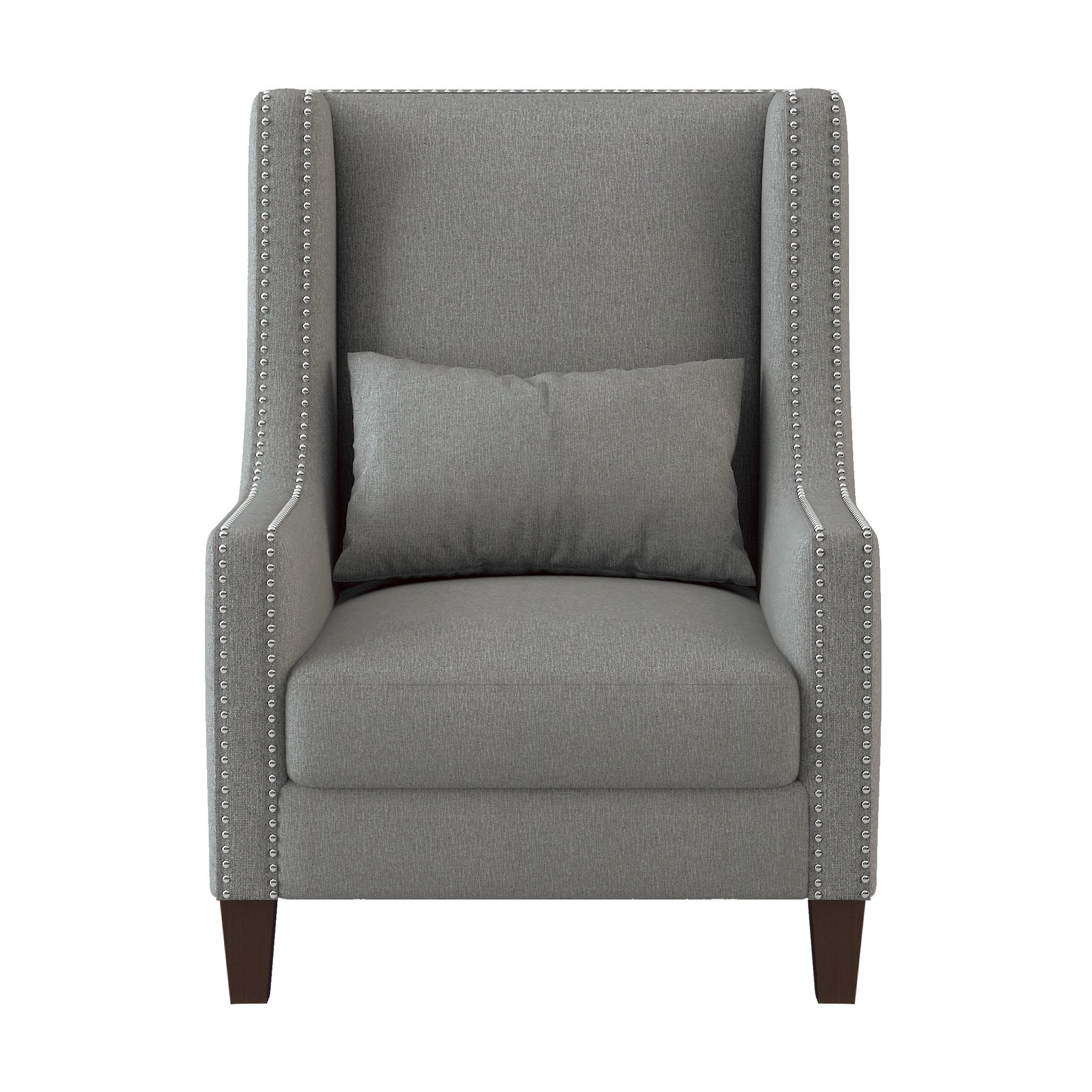 1Pc Traditional Accent Chair With Pillow Trim Light Gray Polyester Upholstered Solid Wood Furniture Modern Living Room Chair Light Gray Primary Living Space Contemporary,Modern Solid Wood