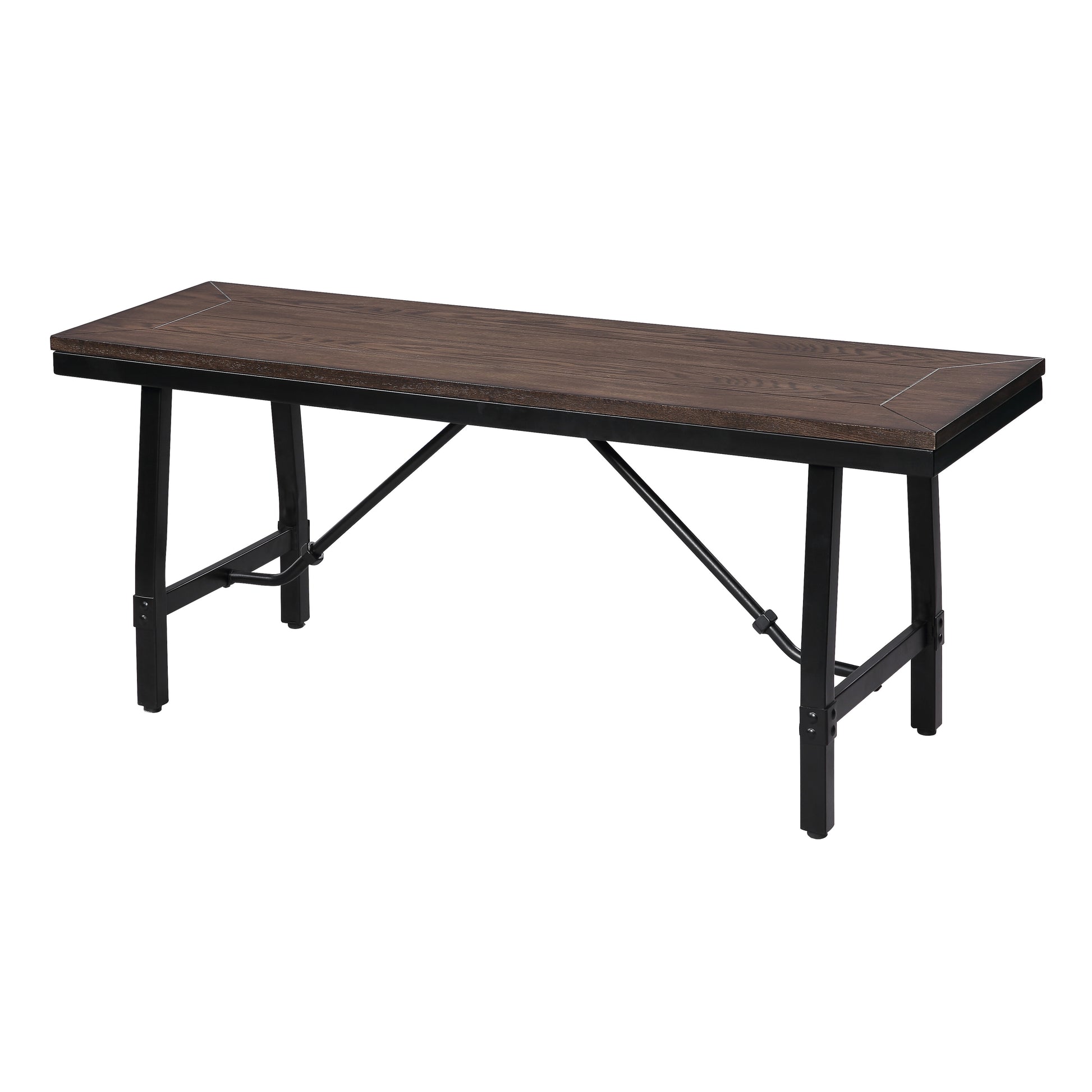 Oak And Black Rectangle Bench Black Brown Dining Room Rectangular Wood