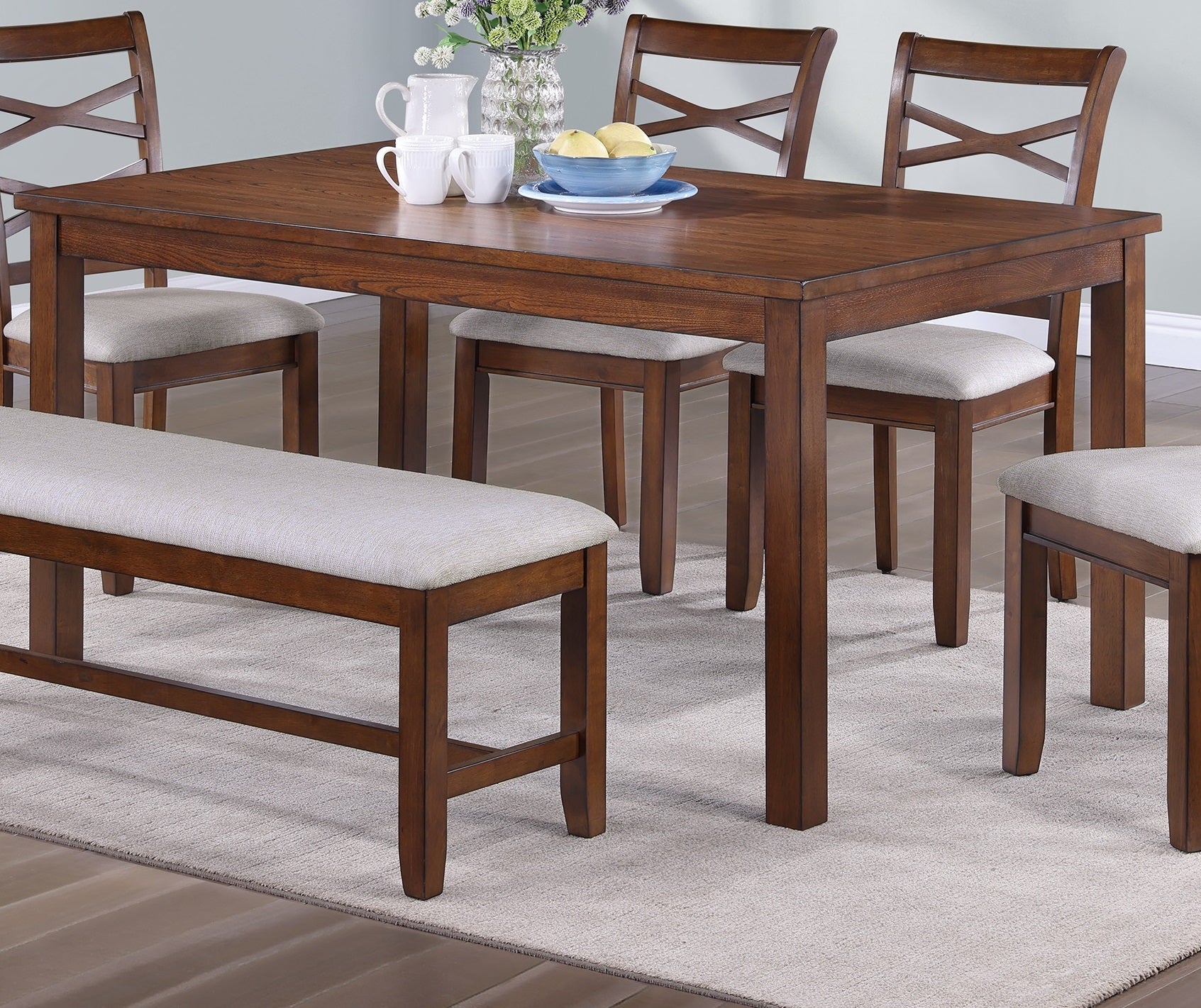 Dining Room Furniture Modern 6Pcs Set Dining Table 4X Side Chairs And A Bench Solidwood Unique Design Back Chair Wood Color Wood Dining Room Bench Seating Birch Rectangular Dining Table With Chair And Bench Wood Wood Wood Seats 6 60 Inches