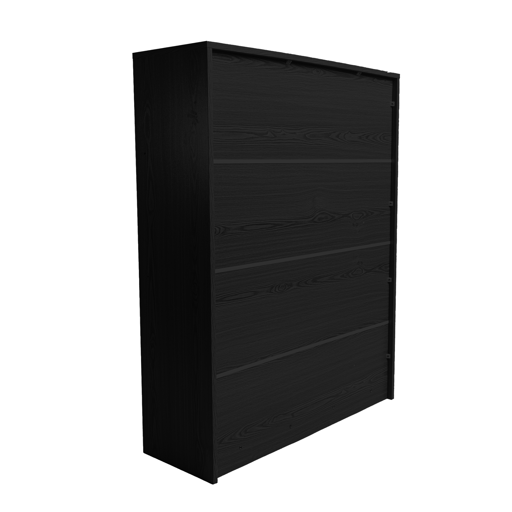 Modern 3 Drawer, Rattan Shoe Cabinet In Ebony Mdf Wood Grain Black Mdf