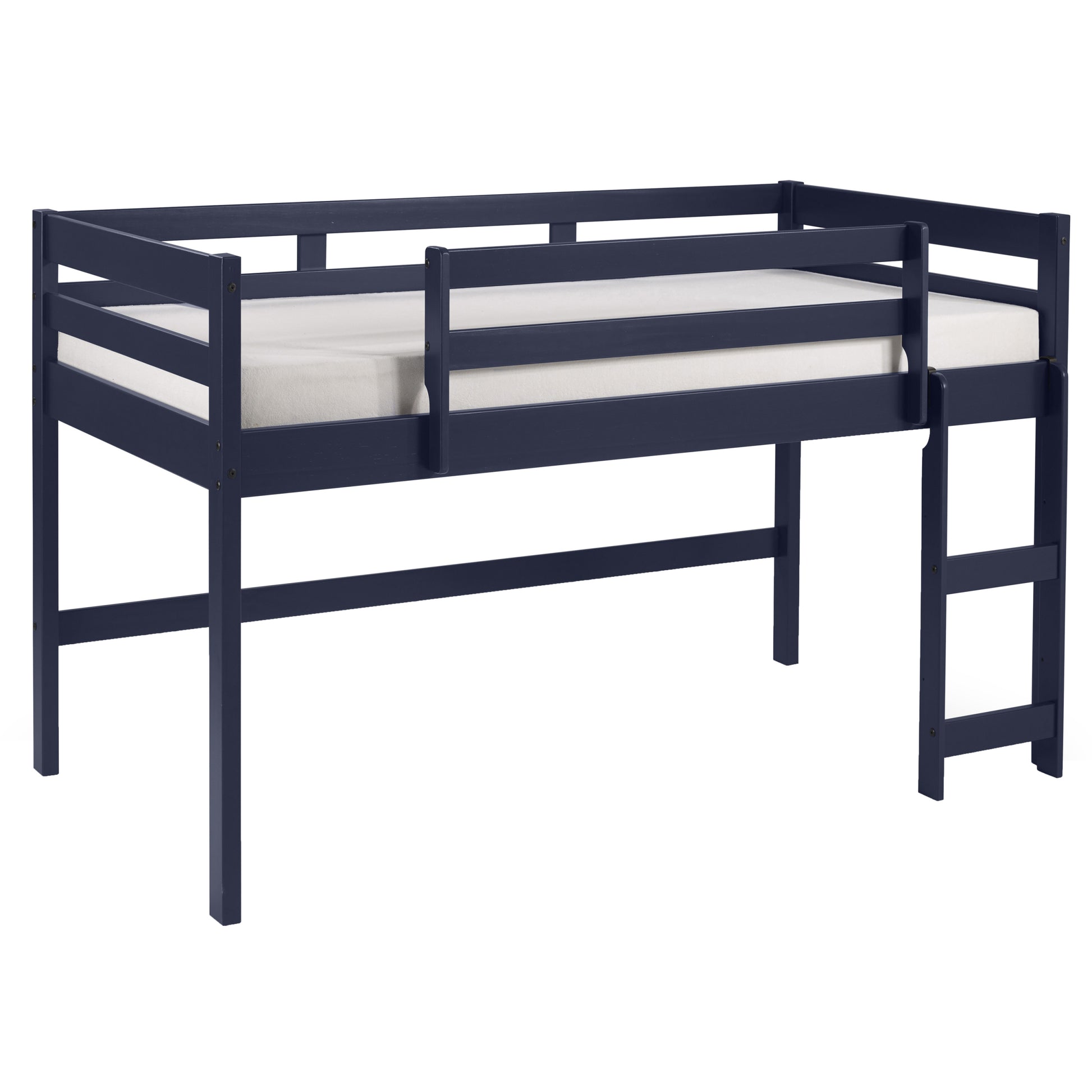 Navy Blue Twin Loft Bed With Reversible Ladder Twin Navy Blue Wood Bedroom Bunk Wood