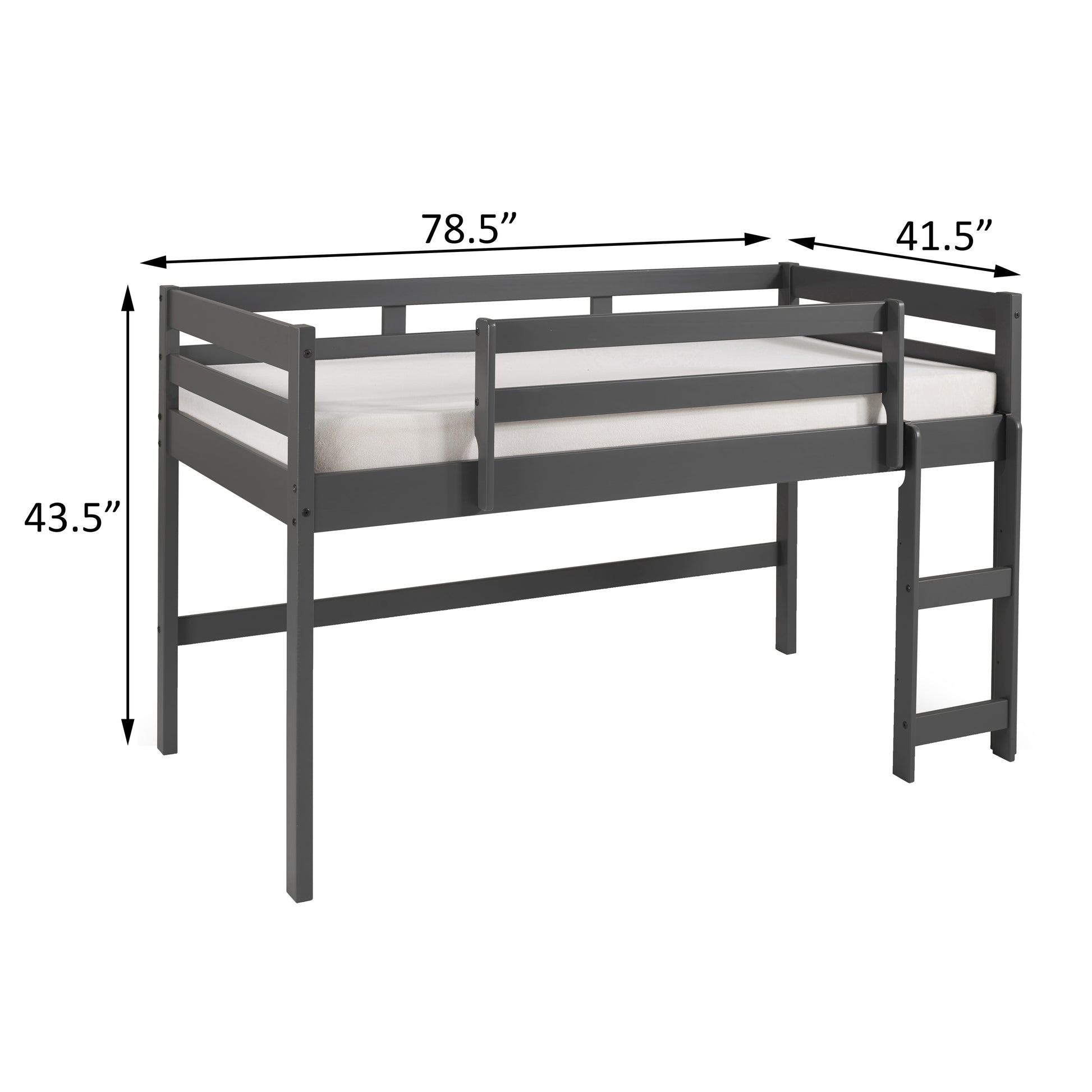 Grey Twin Loft Bed With Reversible Ladder Twin Grey Wood Gray Bedroom Bunk Wood