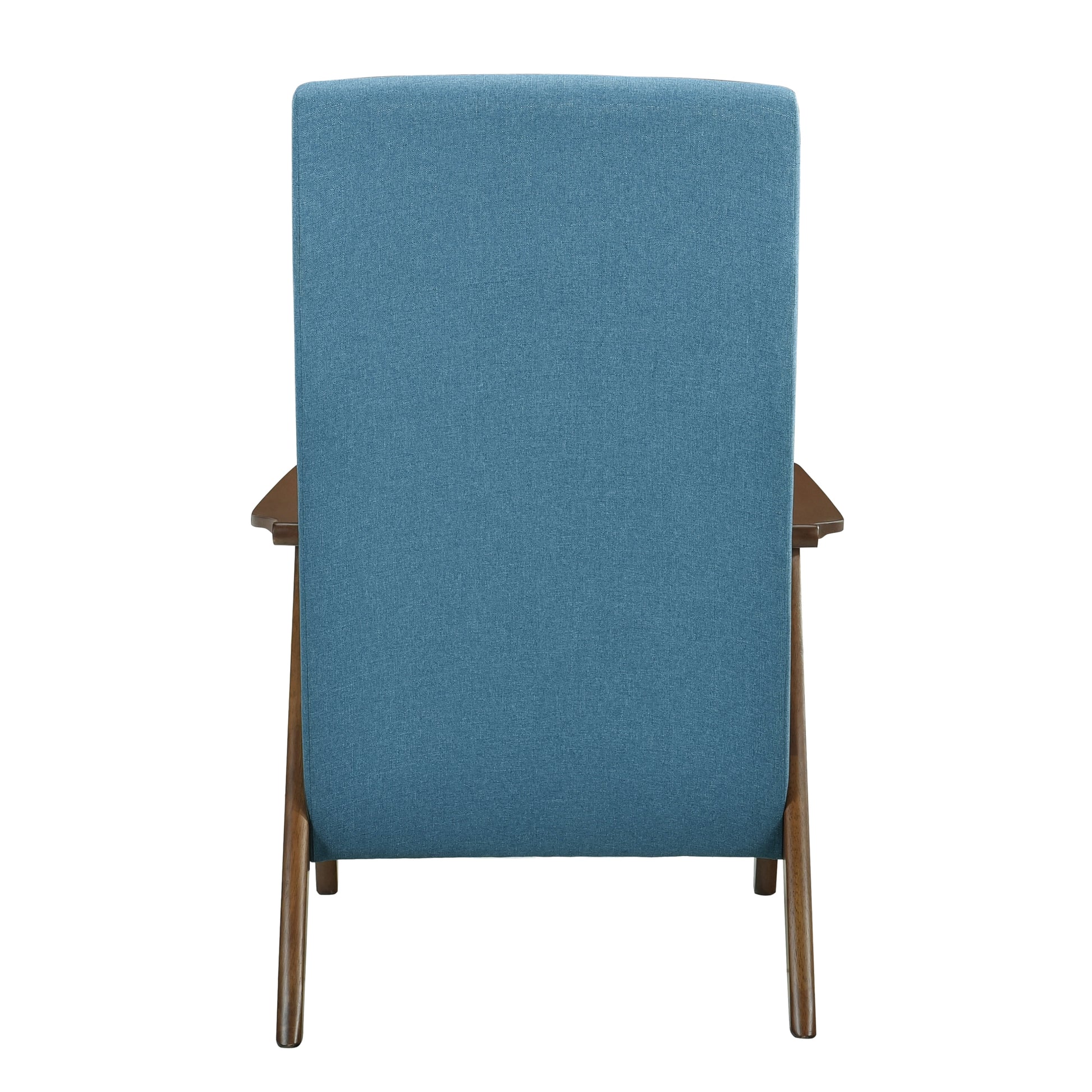 Modern Accent Chair 1Pc Blue High Back Chair Cushion Seat And Back Walnut Finish Solid Wood Living Room Furniture Blue Primary Living Space Modern,Traditional Rubberwood Solid Wood