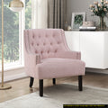 Modern Traditional Accent Chair Pink Chenille Upholstery Button Tufted Solid Wood 1Pc Living Room Furniture Pink Primary Living Space Modern,Traditional Solid Wood