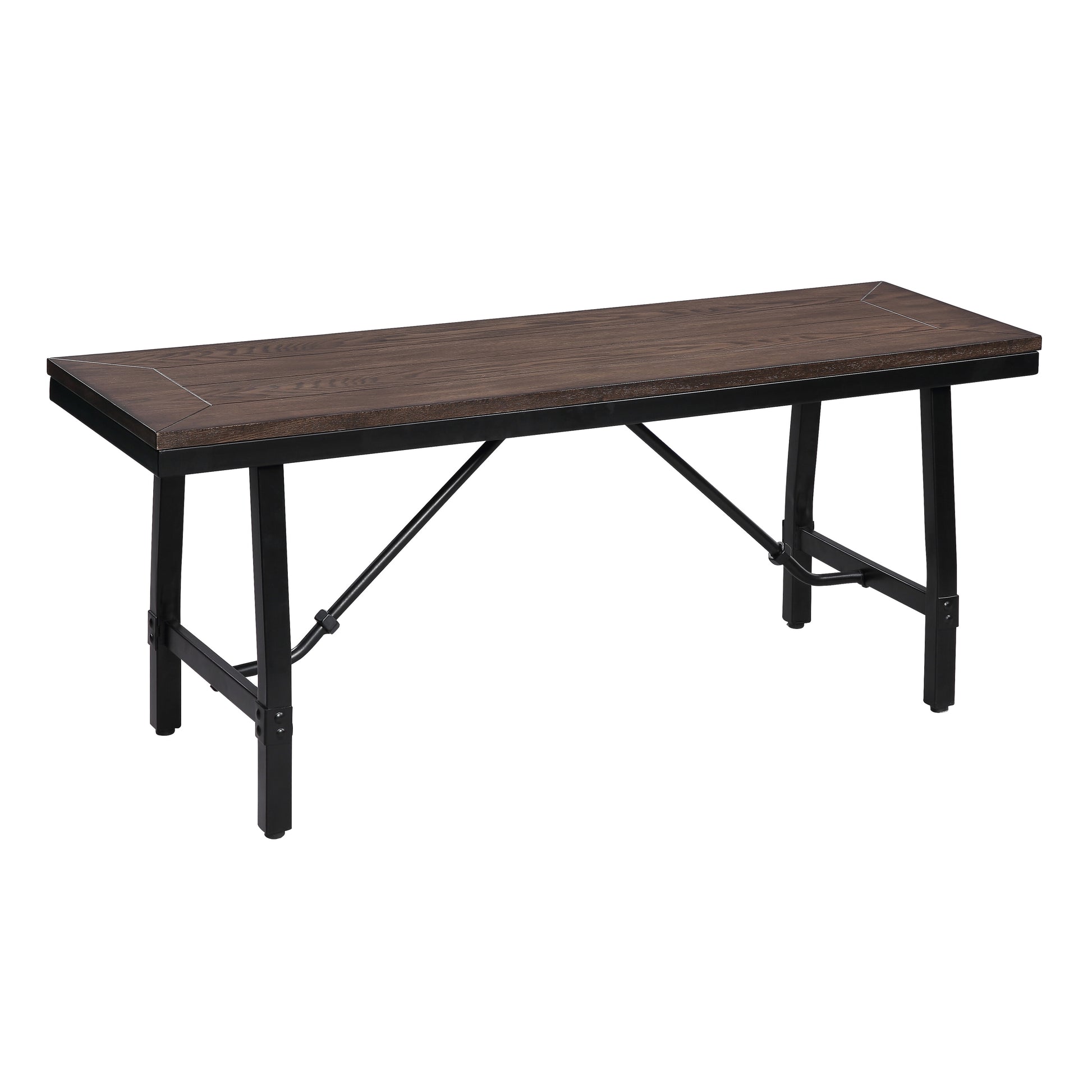 Oak And Black Rectangle Bench Black Brown Dining Room Rectangular Wood