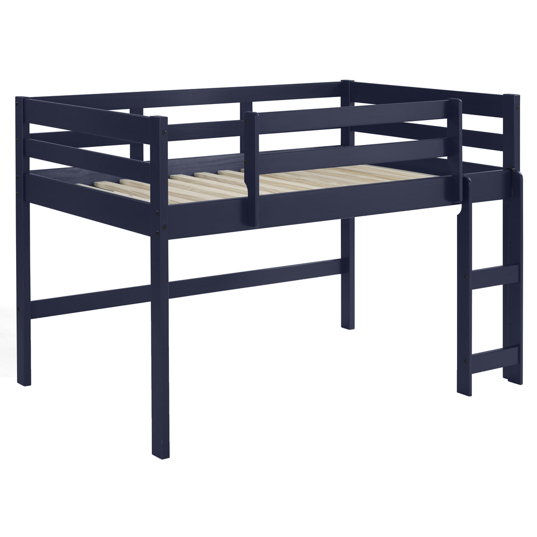 Navy Blue Twin Loft Bed With Reversible Ladder Twin Navy Blue Wood Bedroom Bunk Wood