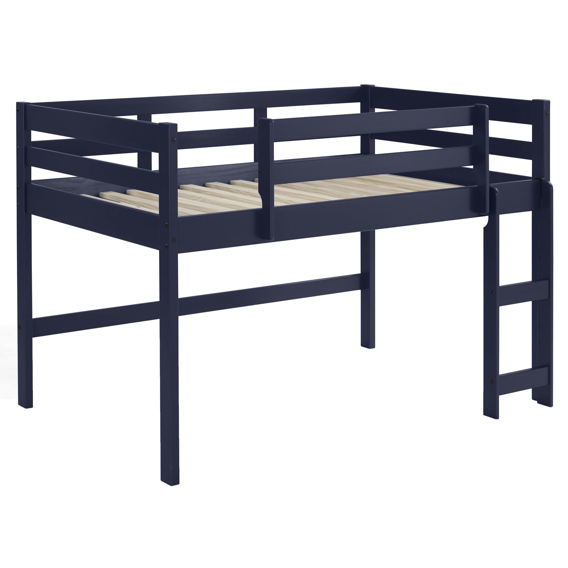 Navy Blue Twin Loft Bed With Reversible Ladder Twin Navy Blue Wood Bedroom Bunk Wood