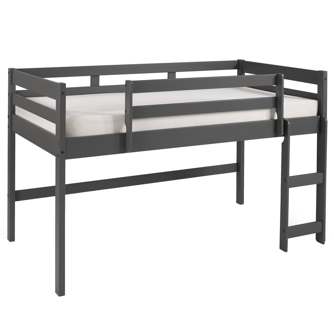 Grey Twin Loft Bed With Reversible Ladder Twin Grey Wood Gray Bedroom Bunk Wood