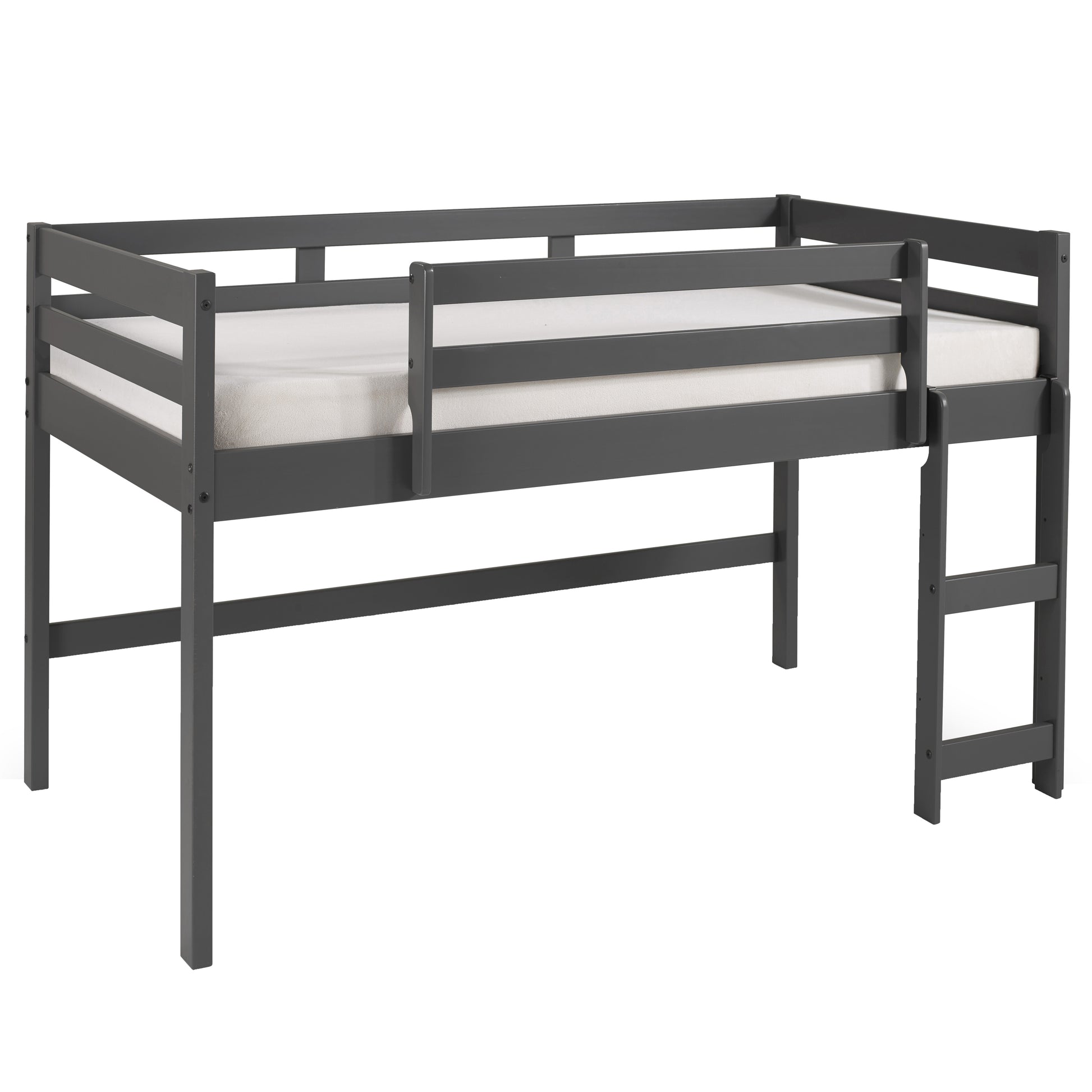 Grey Twin Loft Bed With Reversible Ladder Twin Grey Wood Gray Bedroom Bunk Wood