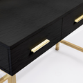 Makeup Vanity Table, Adjustable Led Lit Mirror, Upholstered Stool In Black Black 3 Drawers Glam Black Engineered Wood