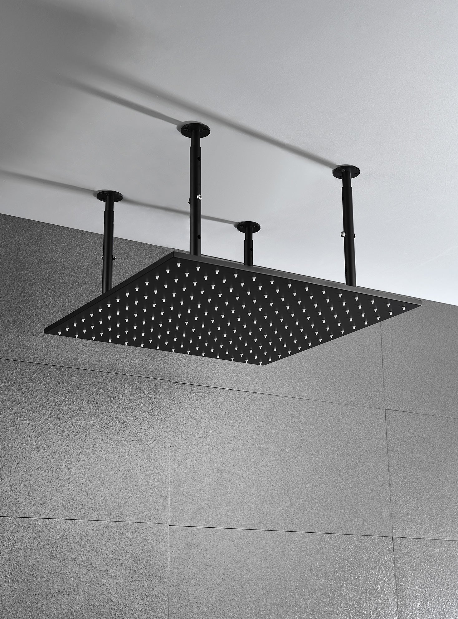 20"X20" Shower Head Stainless Steel Bathroom Showerhead Ceiling Mount Without Led Matte Black Stainless Steel