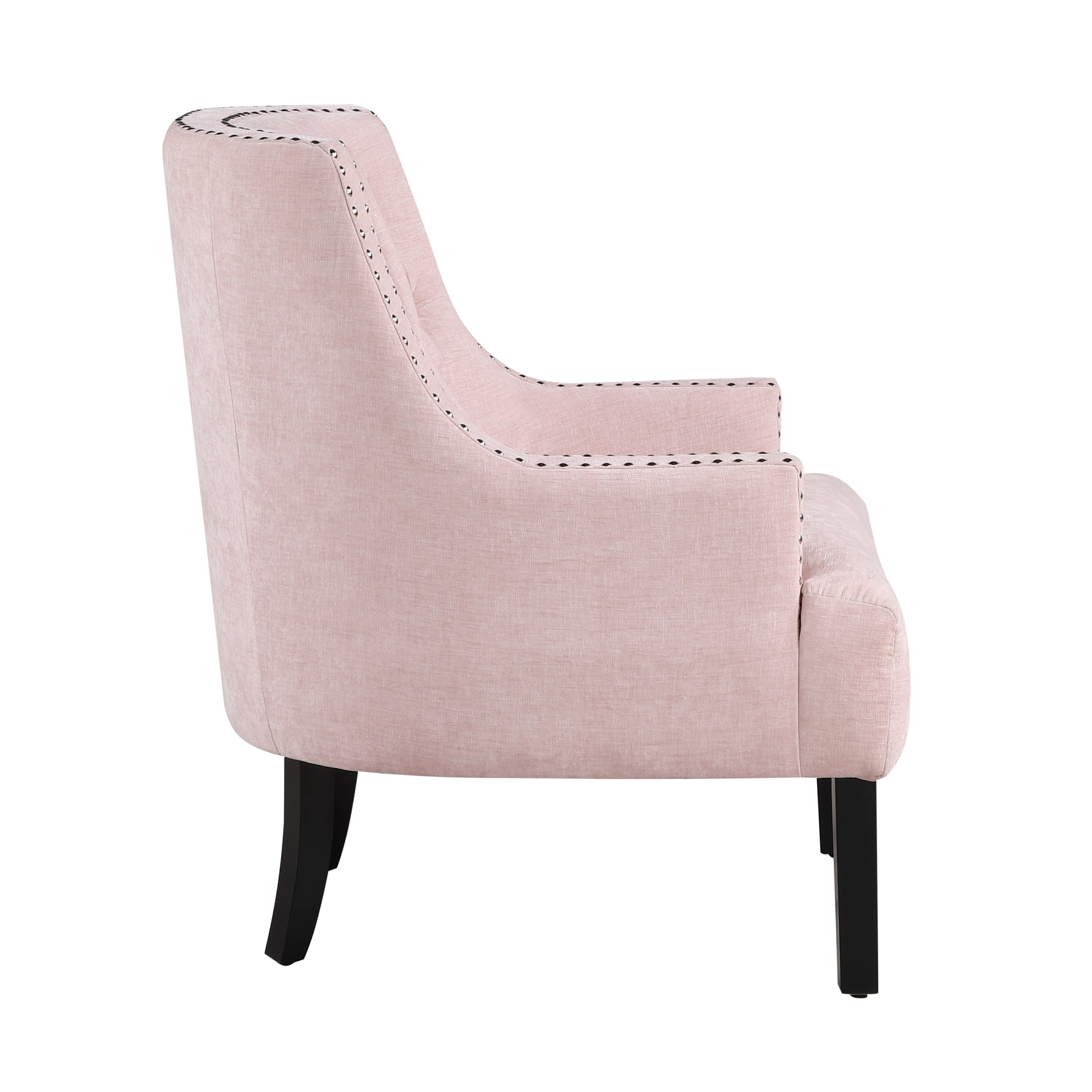 Modern Traditional Accent Chair Pink Chenille Upholstery Button Tufted Solid Wood 1Pc Living Room Furniture Pink Primary Living Space Modern,Traditional Solid Wood
