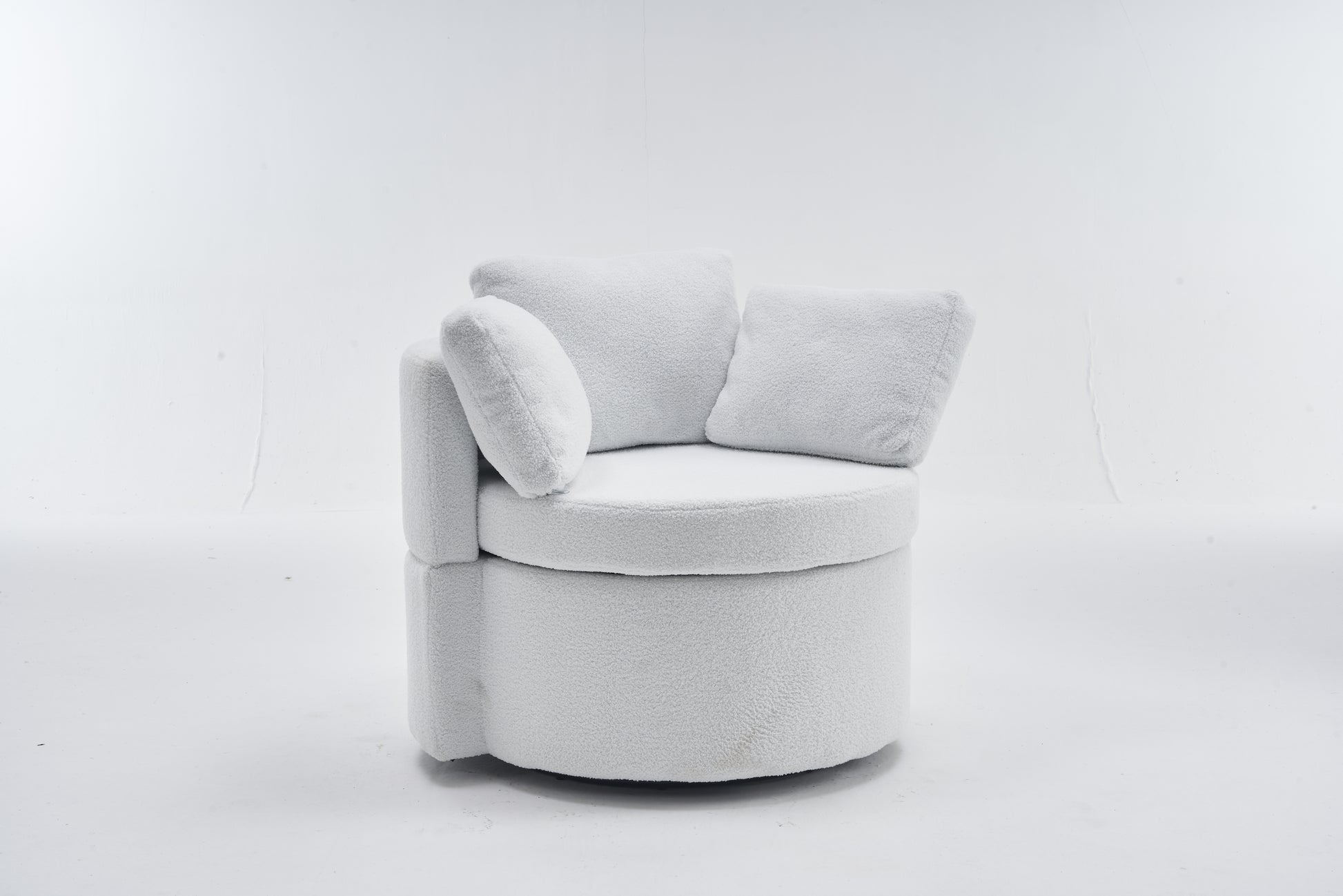 029 Teddy Fabric Swivel And Storage Chair With Back Cushion For Living Room,Ivory Ivory Primary Living Space Modern Foam Teddy