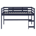 Navy Blue Twin Loft Bed With Reversible Ladder Twin Navy Blue Wood Bedroom Bunk Wood