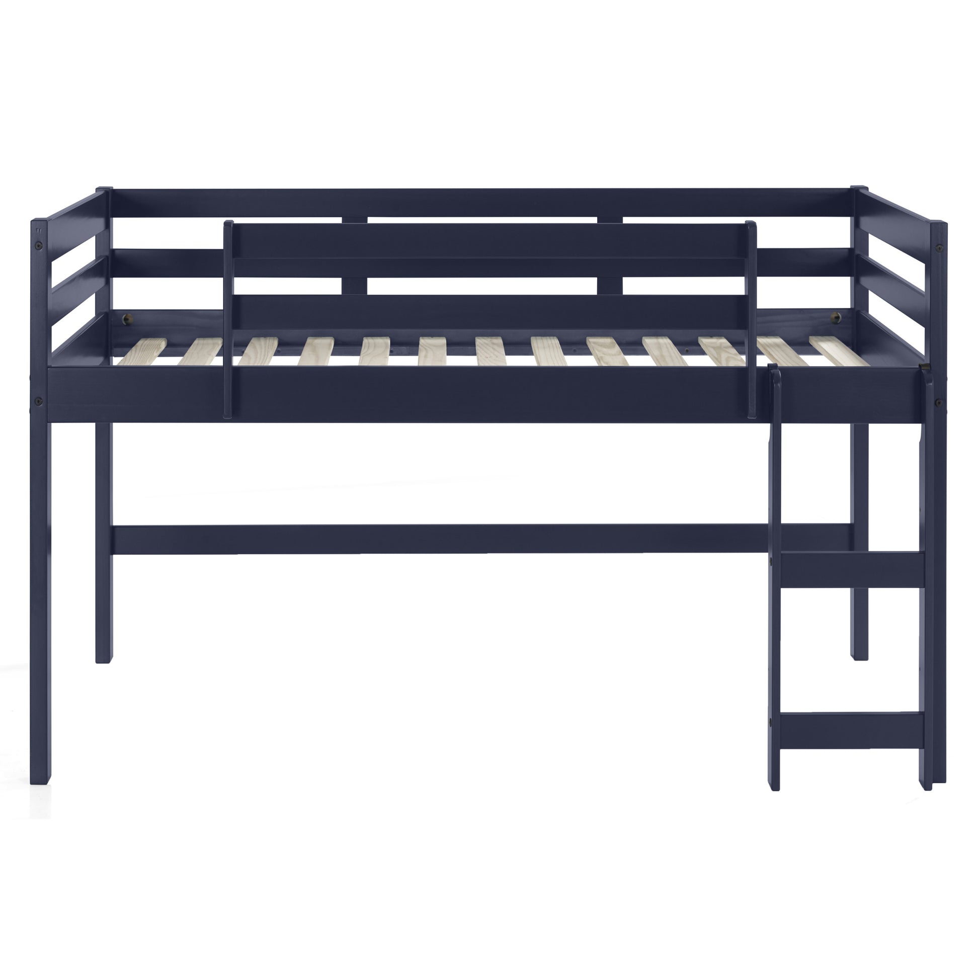 Navy Blue Twin Loft Bed With Reversible Ladder Twin Navy Blue Wood Bedroom Bunk Wood