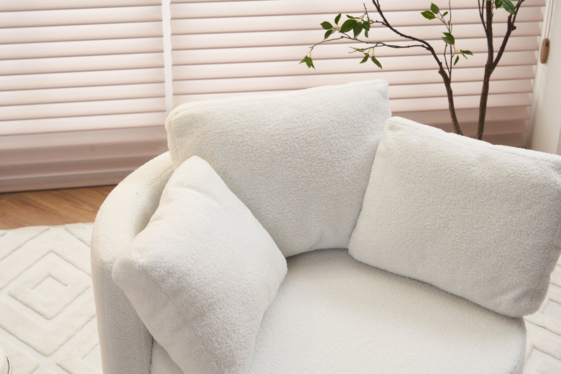 029 Teddy Fabric Swivel And Storage Chair With Back Cushion For Living Room,Ivory Ivory Primary Living Space Modern Foam Teddy
