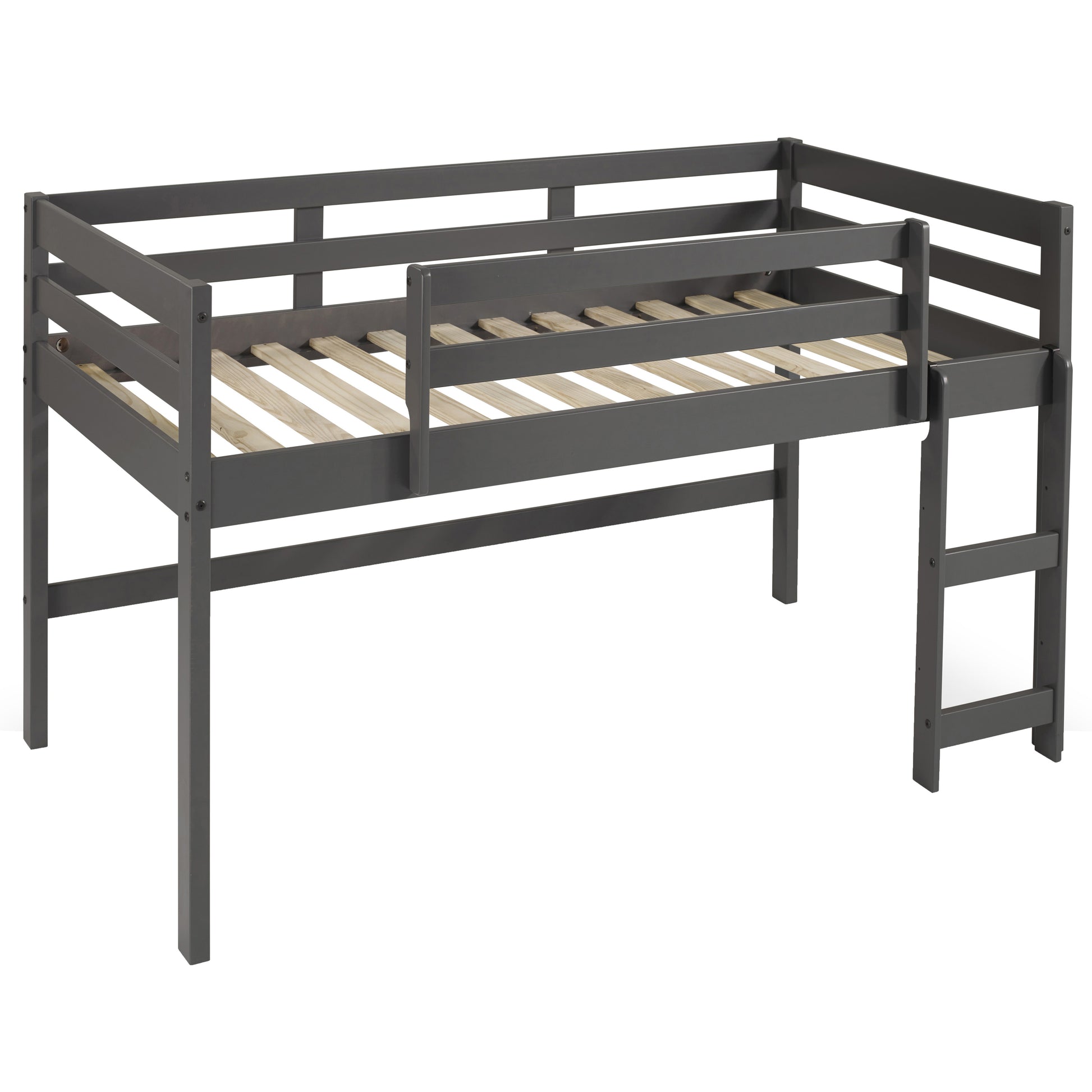 Grey Twin Loft Bed With Reversible Ladder Twin Grey Wood Gray Bedroom Bunk Wood