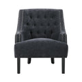 Modern Traditional Accent Chair Black Chenille Upholstery Button Tufted Solid Wood 1Pc Living Room Furniture Black Primary Living Space Modern,Traditional Solid Wood