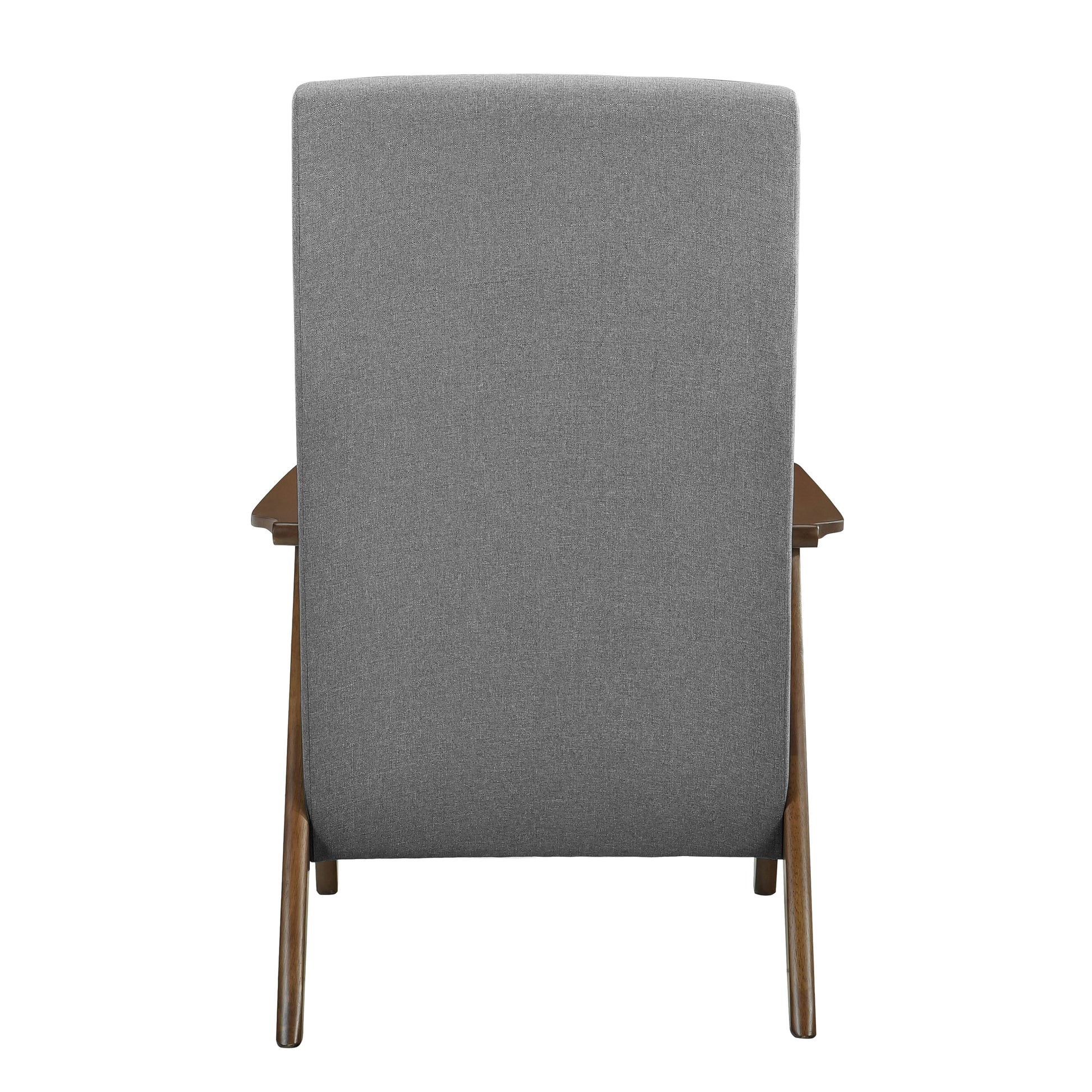 Modern Accent Chair 1Pc Gray High Back Chair Cushion Seat And Back Walnut Finish Solid Wood Living Room Furniture Gray Primary Living Space Modern,Traditional Rubberwood Solid Wood