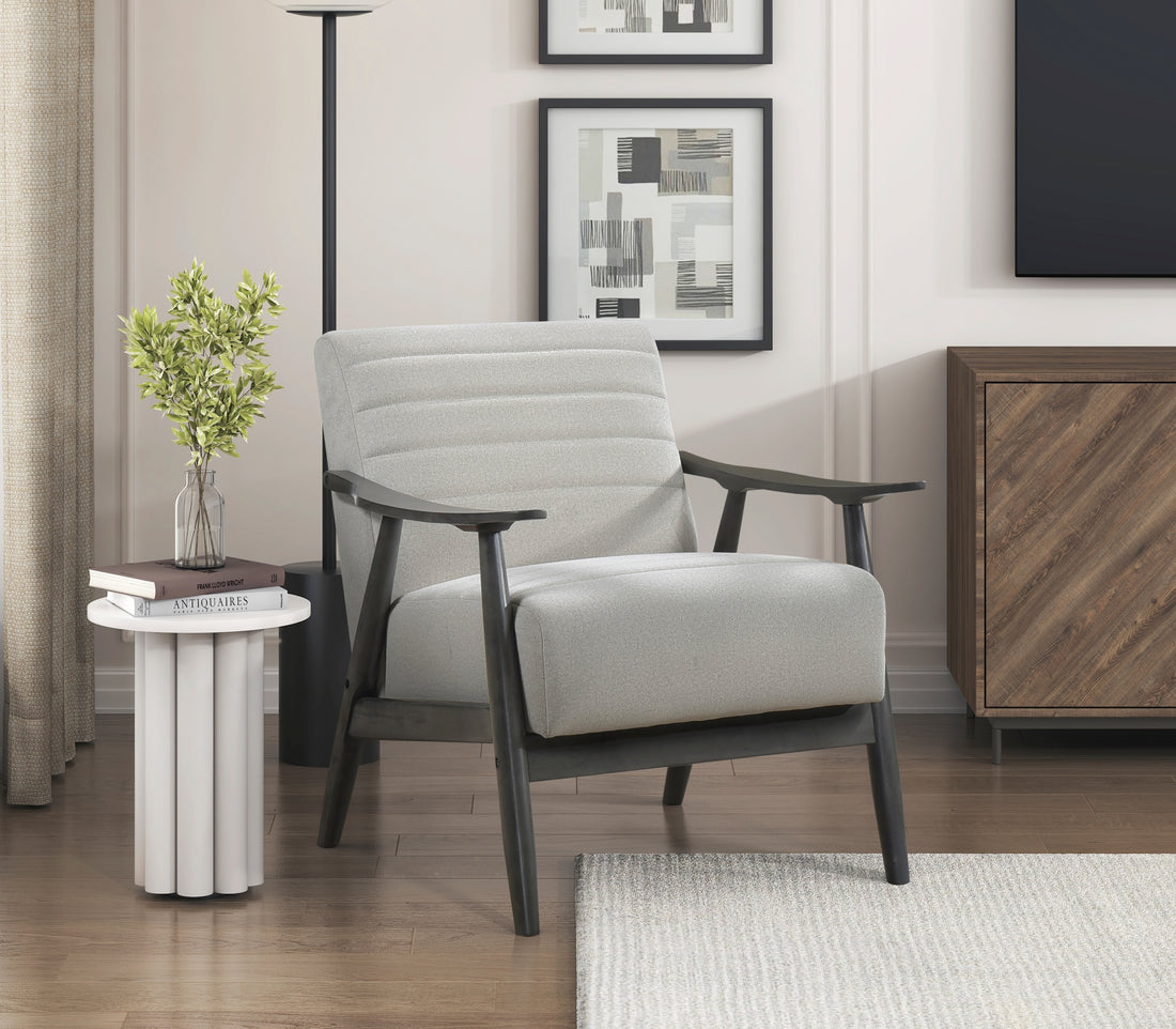 Casual Transitional Accent Chair 1Pc Pearl Hued Fabric Upholstery Dark Gray Frame Solid Wood Living Room Furniture Off White Casual,Transitional Solid Wood