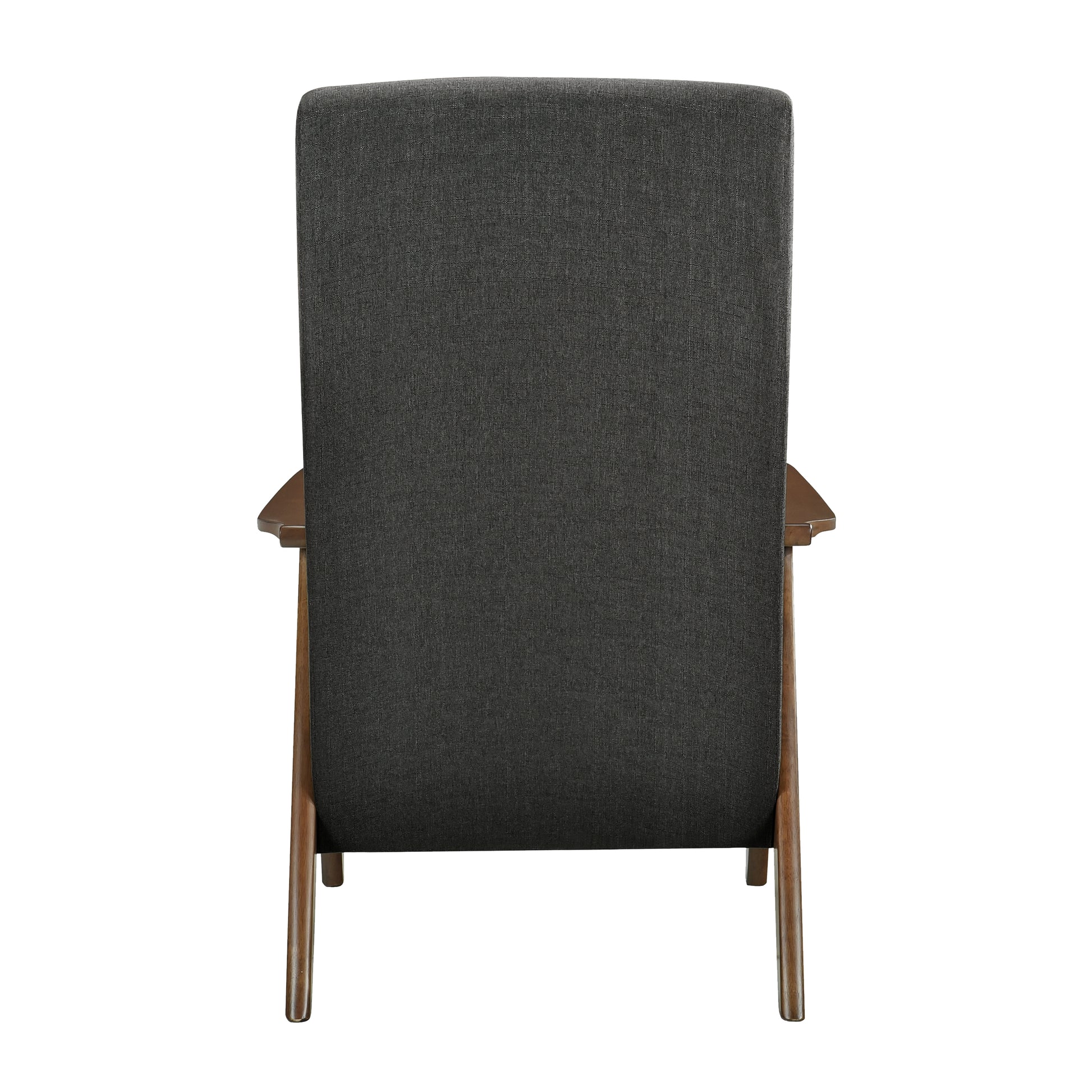 Modern Accent Chair 1Pc Dark Gray High Back Chair Cushion Seat And Back Walnut Finish Solid Wood Living Room Furniture Dark Gray Primary Living Space Modern,Traditional Rubberwood Solid Wood